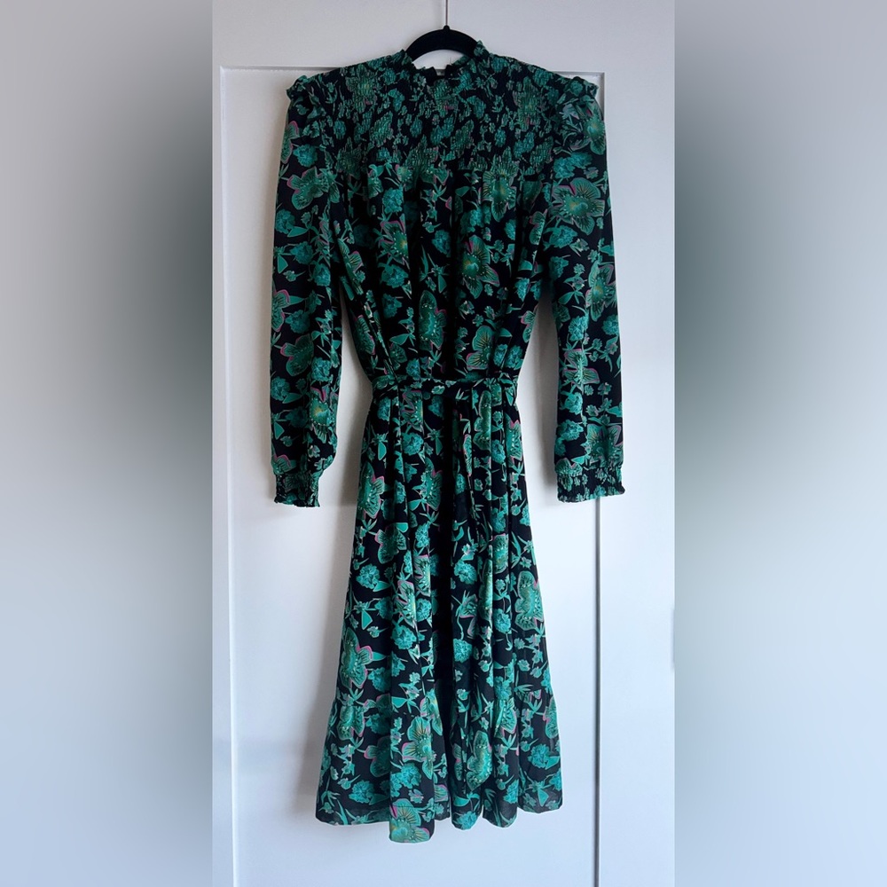 Porter Teen Girls Modest Midi Long Sleeve Dress Size 22 Floral Belted Holiday